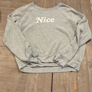 Gray Sweatshirt with 'Nice' and ‘naughty’ Print reversible